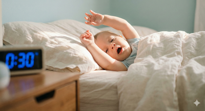 Baby waking from short nap in crib