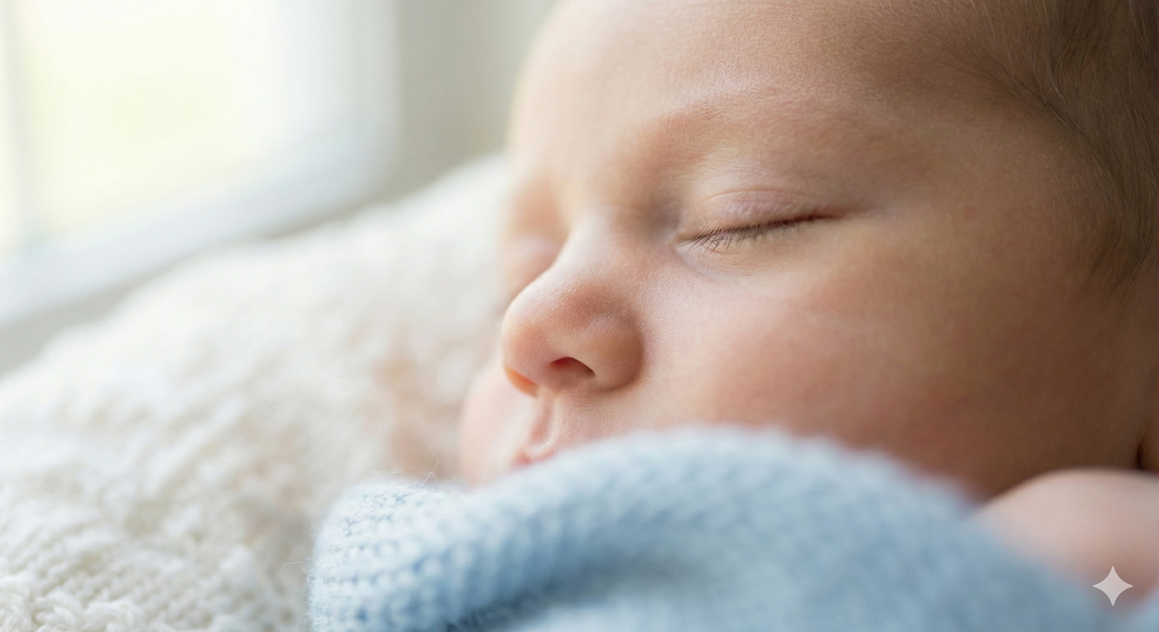 Newborn baby sleeping peacefully showing active sleep movements